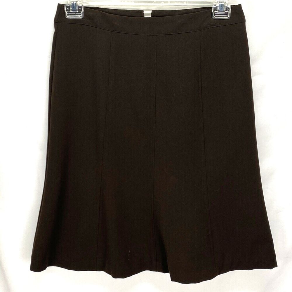 Sakkas Women's Mini Skirt Sz M Brown A-Line Back Zipper Polyester Blend Stretch